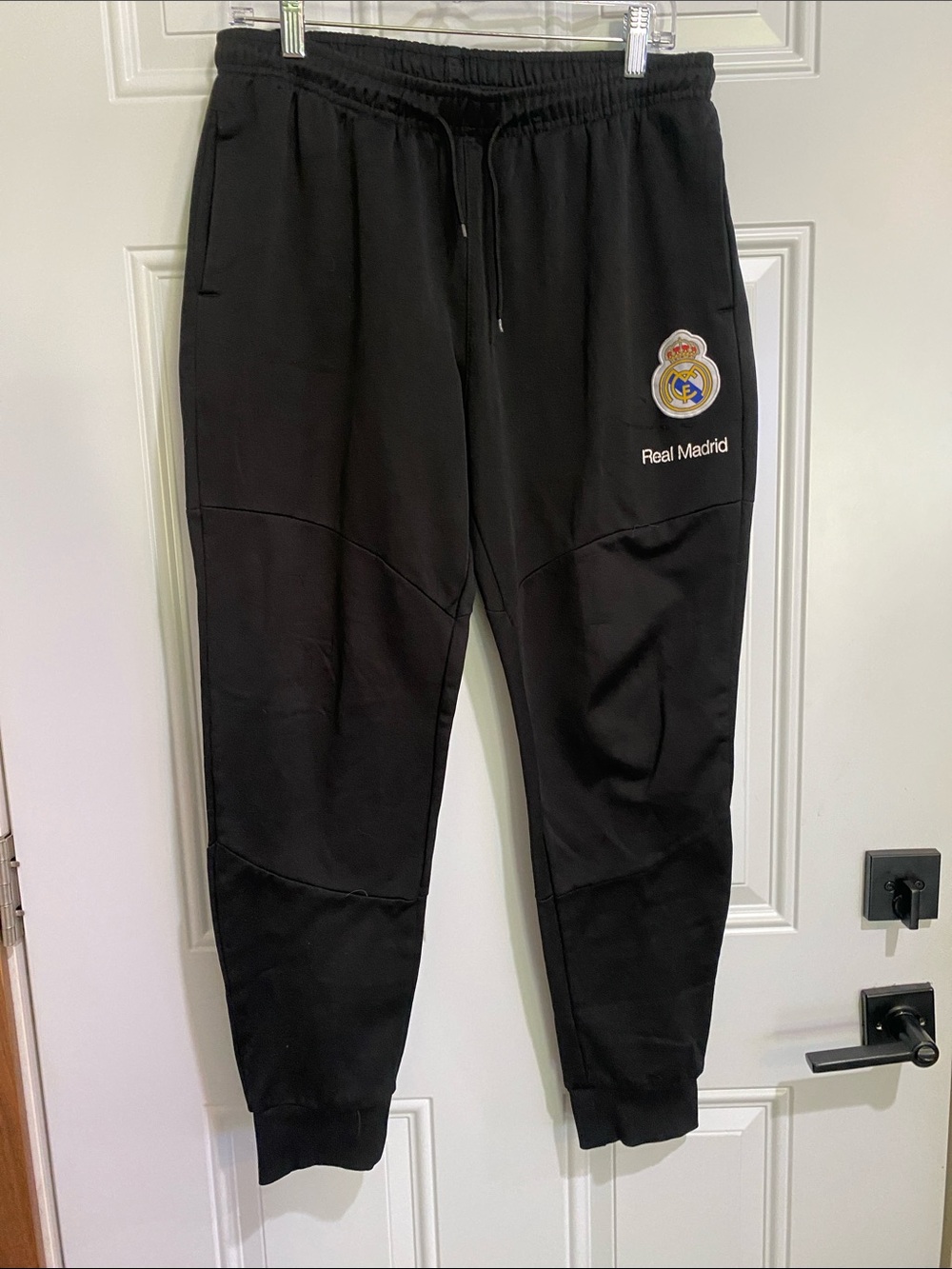 Real Madrid Black Men's Joggers with Crest Logo